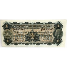 AUSTRALIA 1927 . ONE 1 POUND BANKNOTE . RIDDLE/HEATHERSHAW